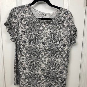 loft ruffle tee with paisley pattern.  used.